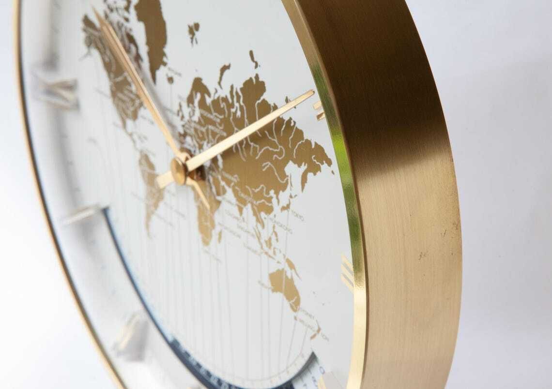 XL Kienzle World Time Clock Duitsland Bureau Tafel Mid-Century Bauhaus Art Deco Stijl Modern MCM Heinrich Möller Kantoor photo buy