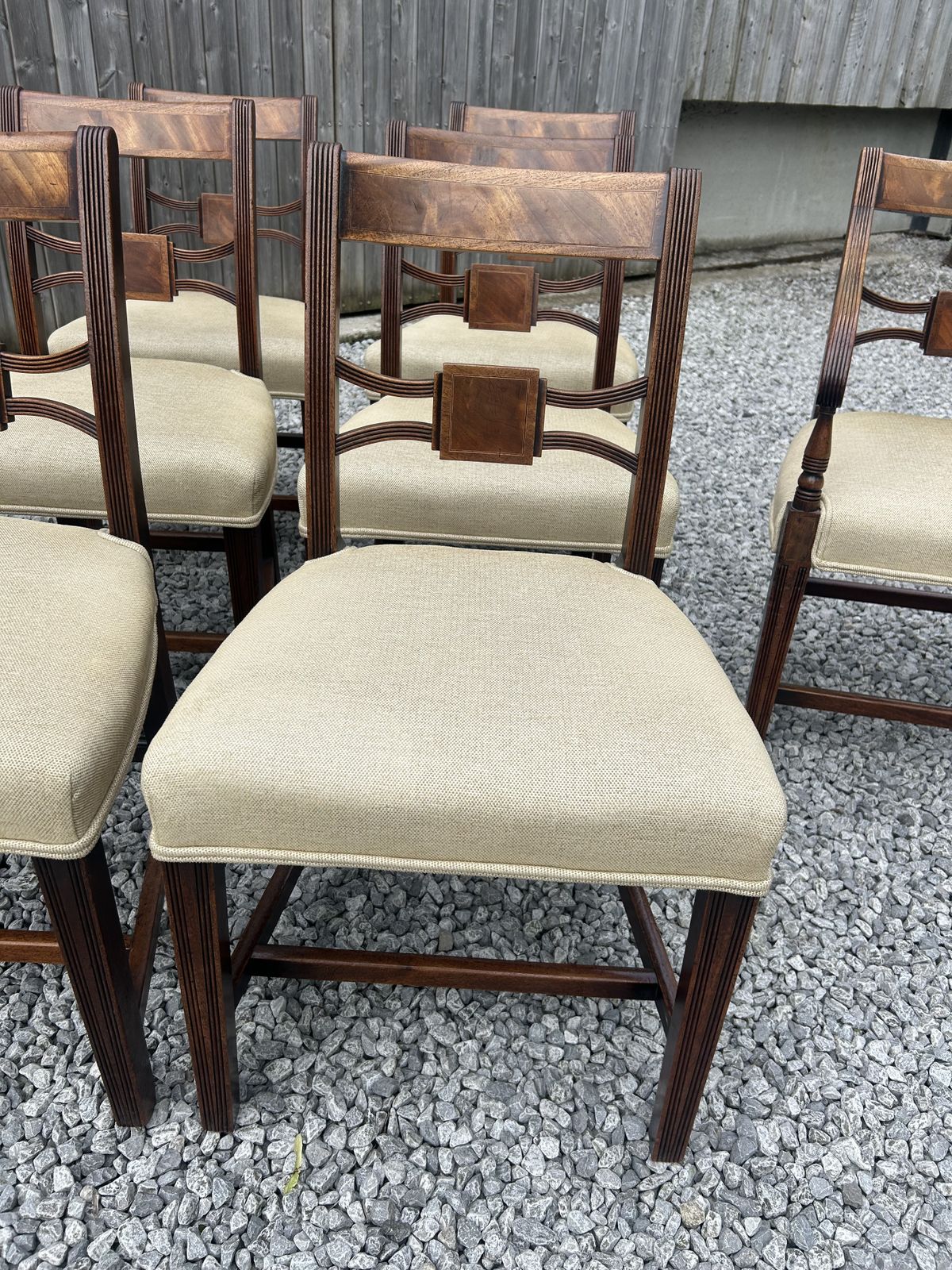 A Superb Set Of 8 Mahogany Georgian Chairs 6 Singles And 2 Carvers photo Furniture