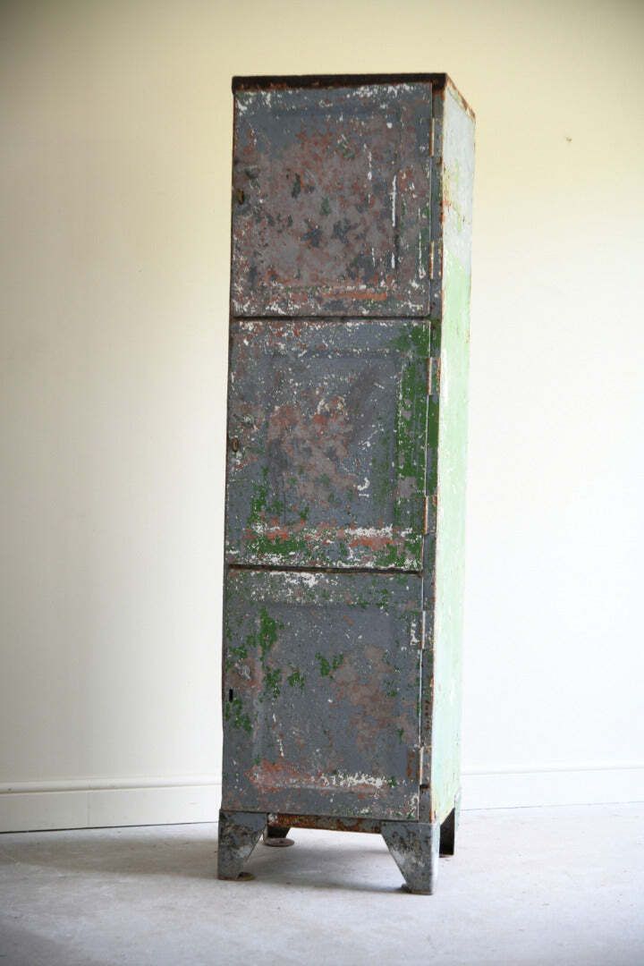 photo for sale Vintage Industrial Triple Locker Cabinet