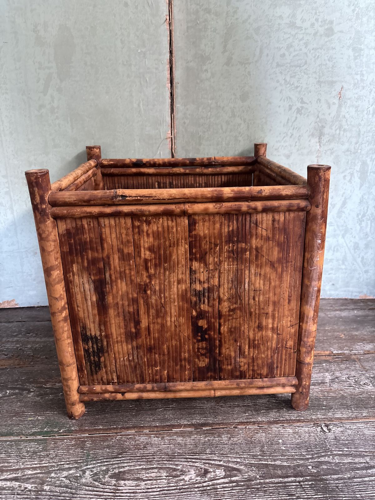 Mid Century Bamboo Planter, 1970s photo vinterior