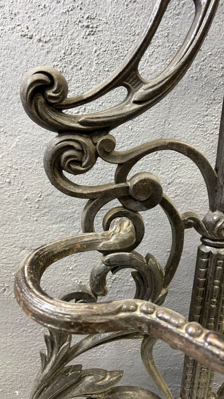 photo furniture Antique Cast Iron Hall Stand, Victorian Coat Rack With Marble Base, Ornate Hall Tree, 19th Century
