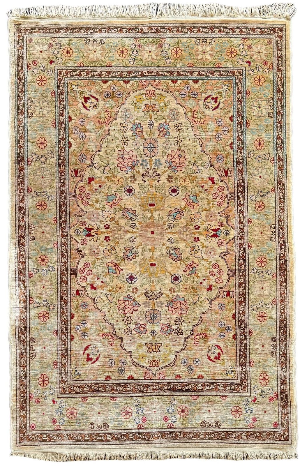 Vintage Turkish Silk Hereke Rug 1.09m X 0.68m