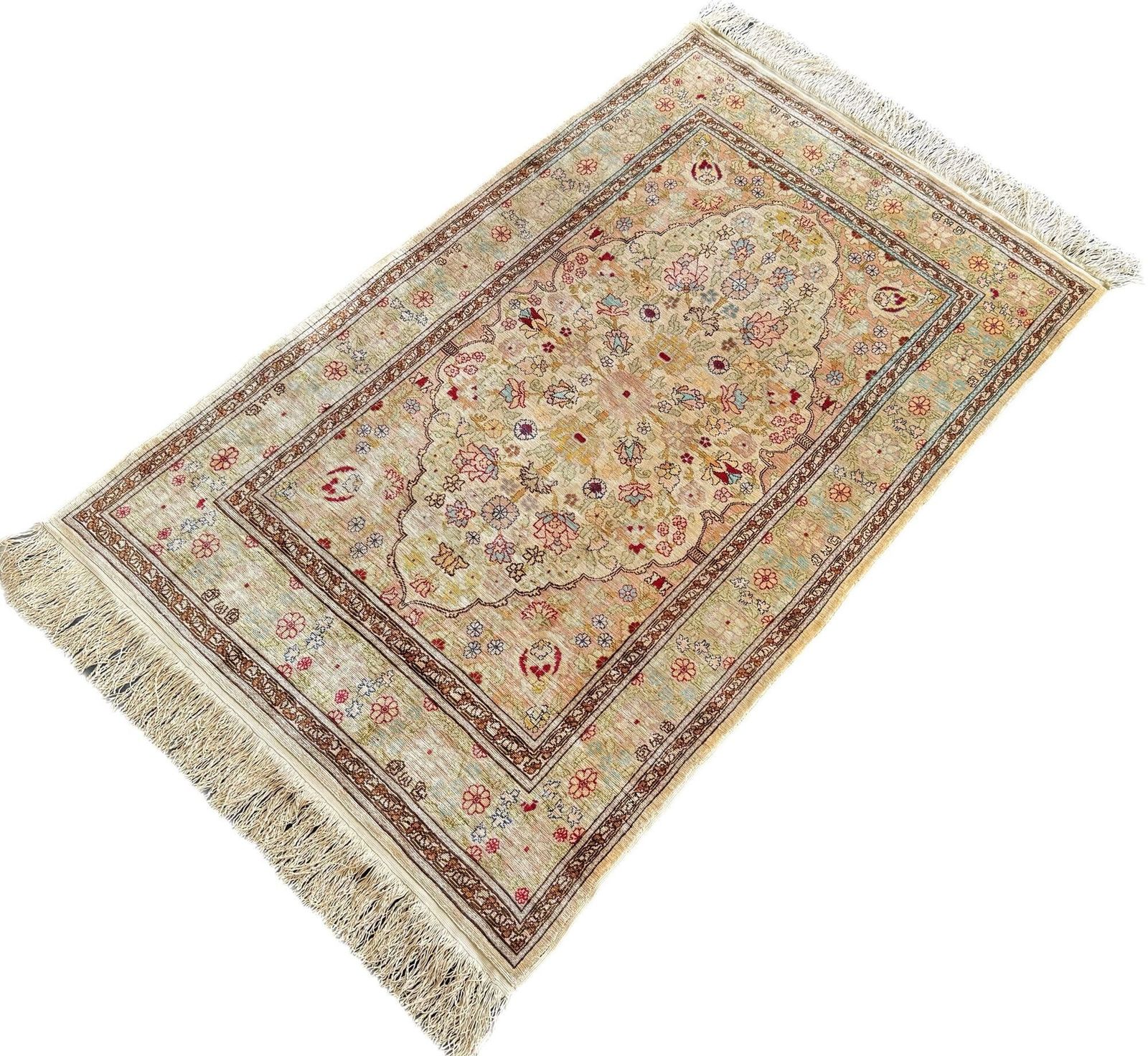 Vintage Turkish Silk Hereke Rug 1.09m X 0.68m photo for sale