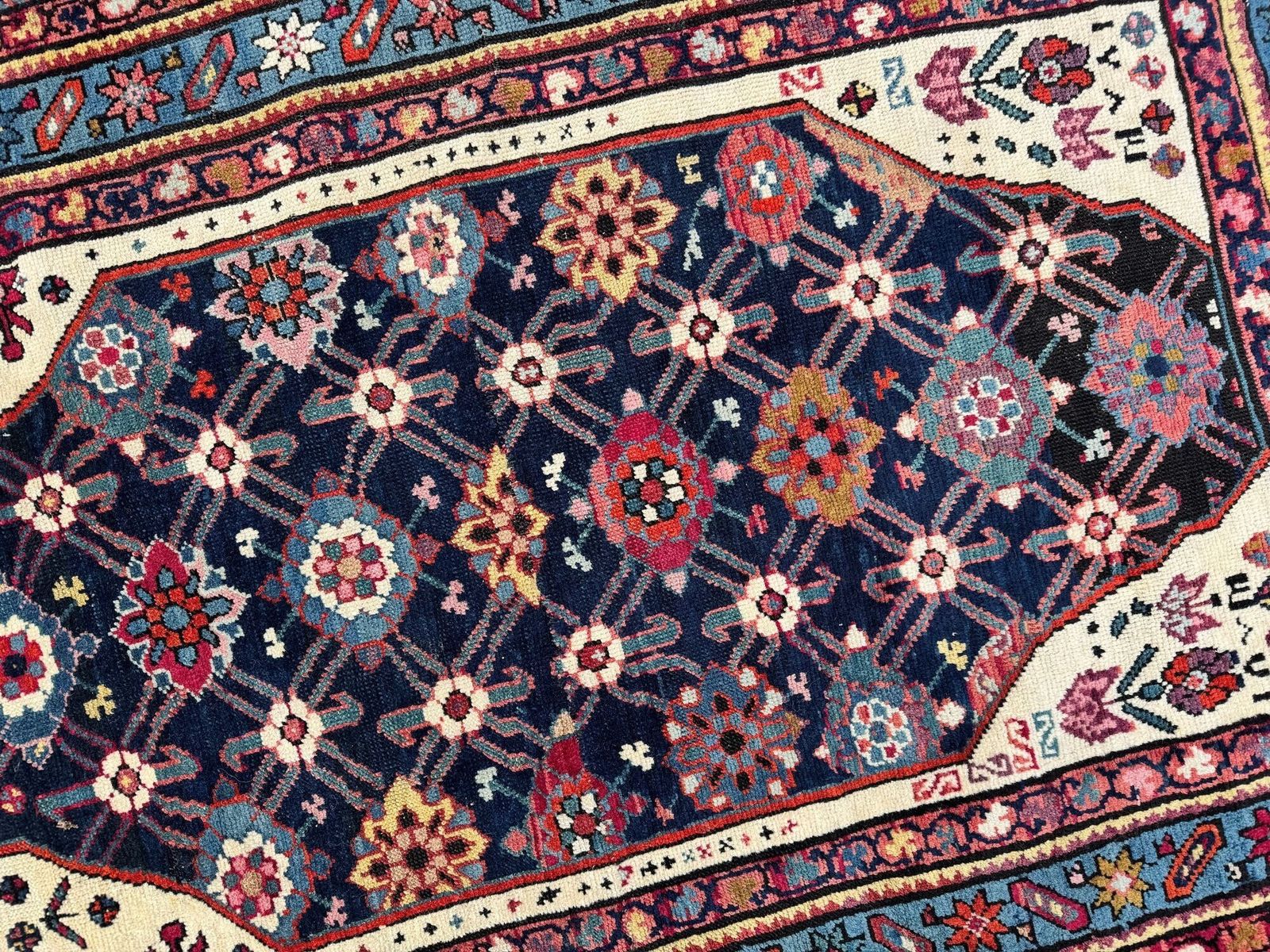 Textiel Antiek Kaukasisch Karabagh tapijt 1,47 m x 1,01 m photo