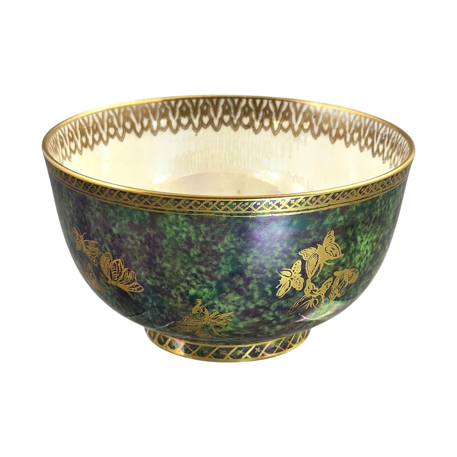 Daisy Makeig Jones Wedgwood Fairyland Lustre Green Butterfly Bowl, ca. 1920 photo 500.0