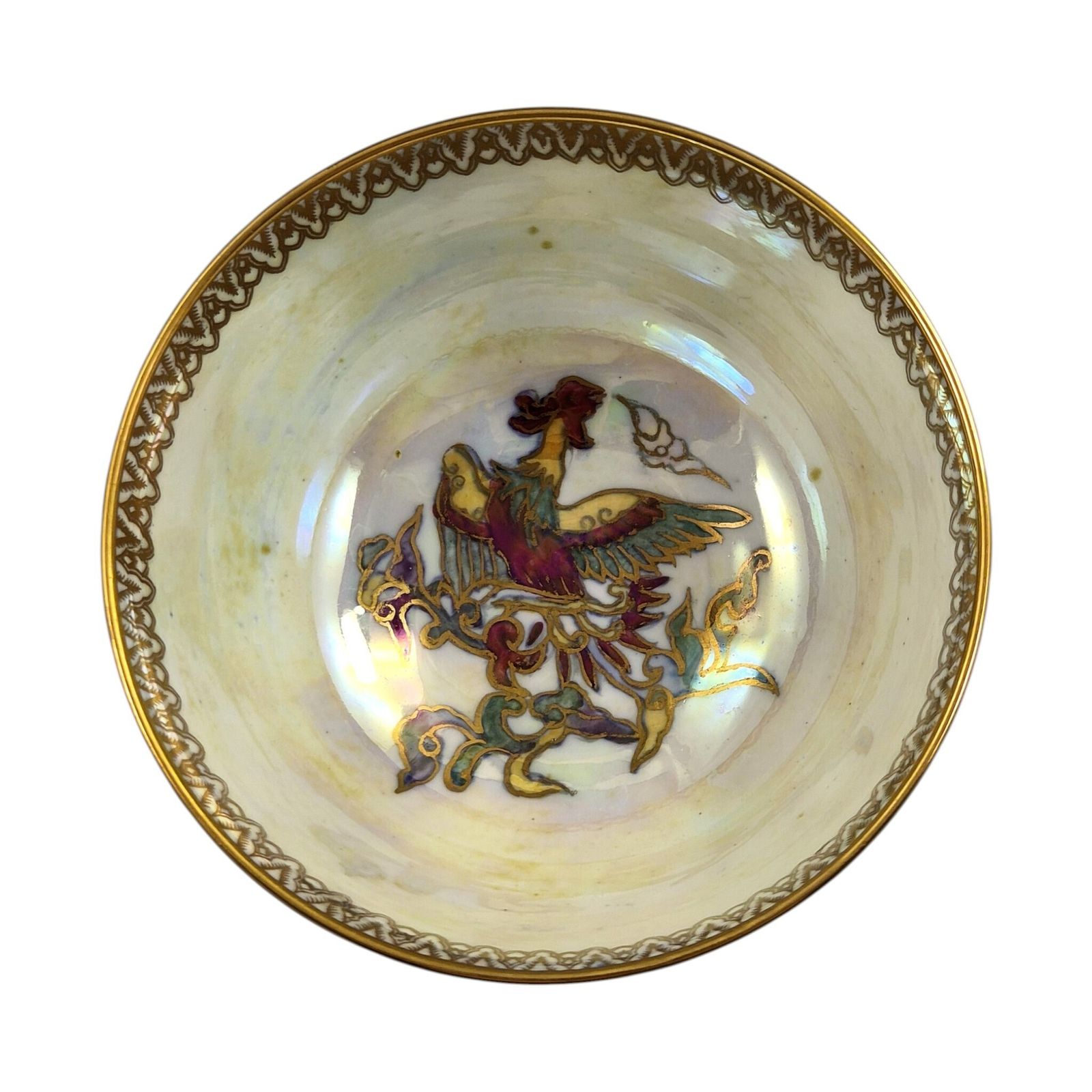 photo for sale Daisy Makeig Jones Wedgwood Fairyland Lustre Green Butterfly Bowl, ca. 1920