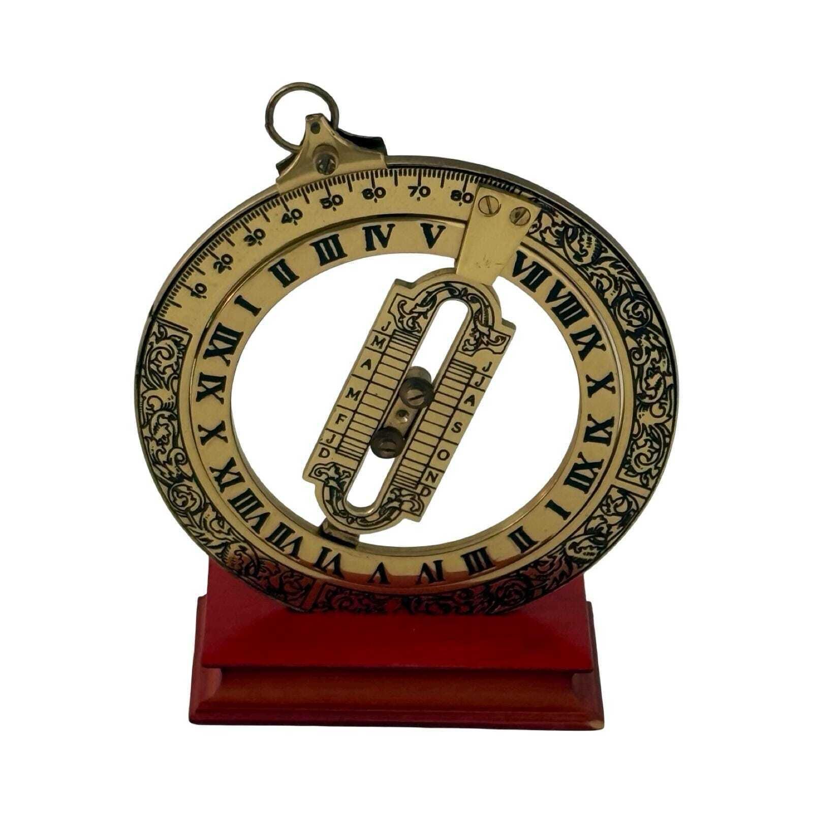Franklin Mint   Equinoctial Ring Dial   Gold Plated Brass On Wooden Mount   1987