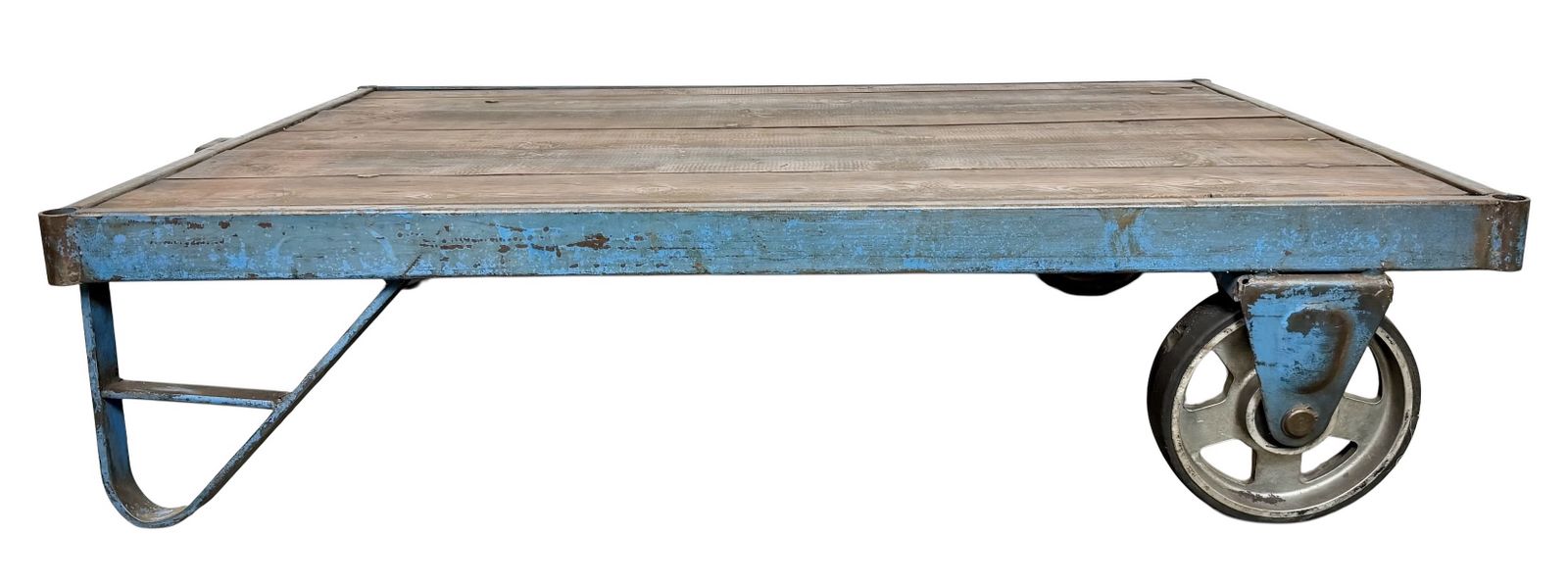 Large Blue Industrial Coffee Table Cart, 1960s
