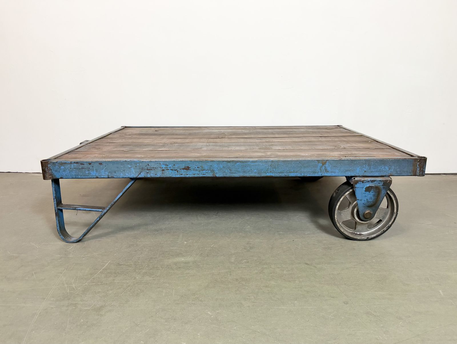 Large Blue Industrial Coffee Table Cart, 1960s photo furniture