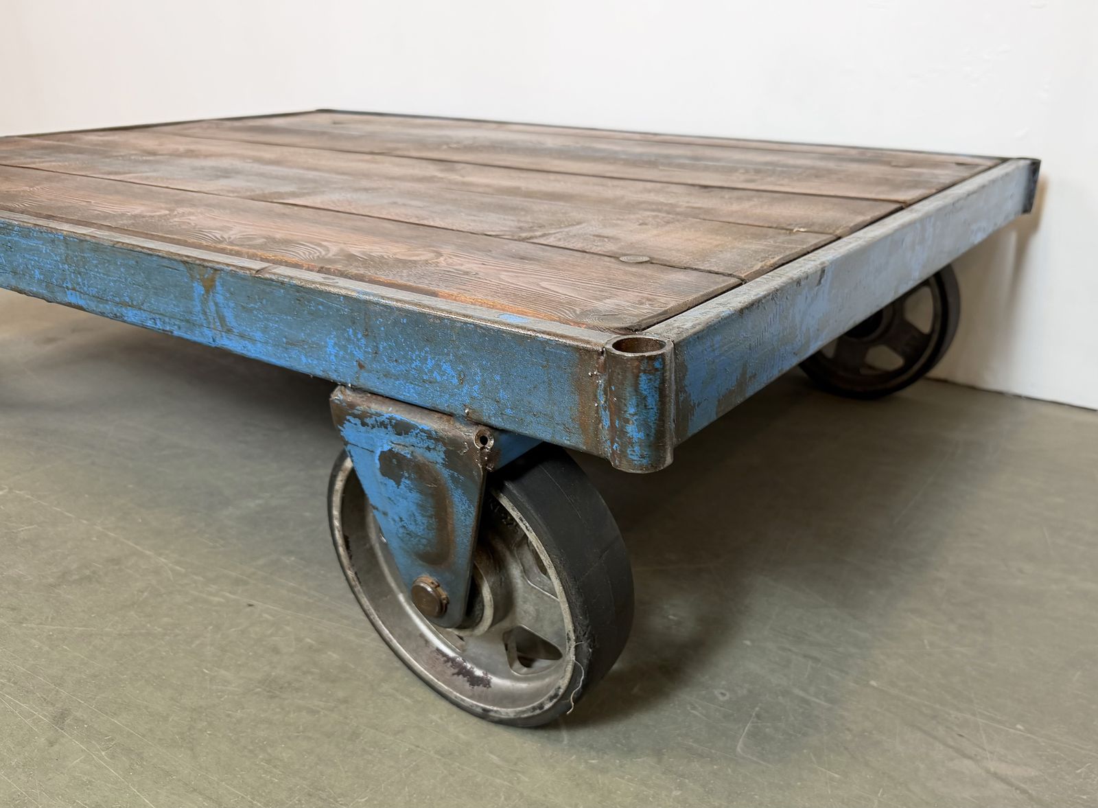 Large Blue Industrial Coffee Table Cart, 1960s photo 329.0