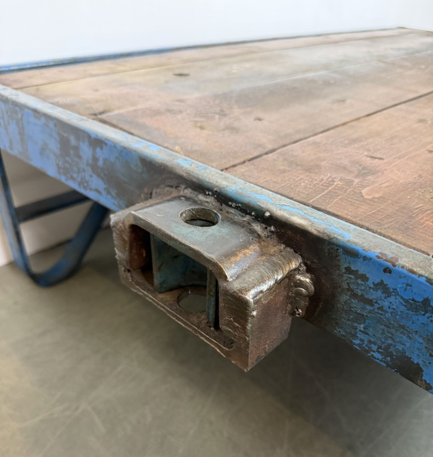 photo for sale Large Blue Industrial Coffee Table Cart, 1960s