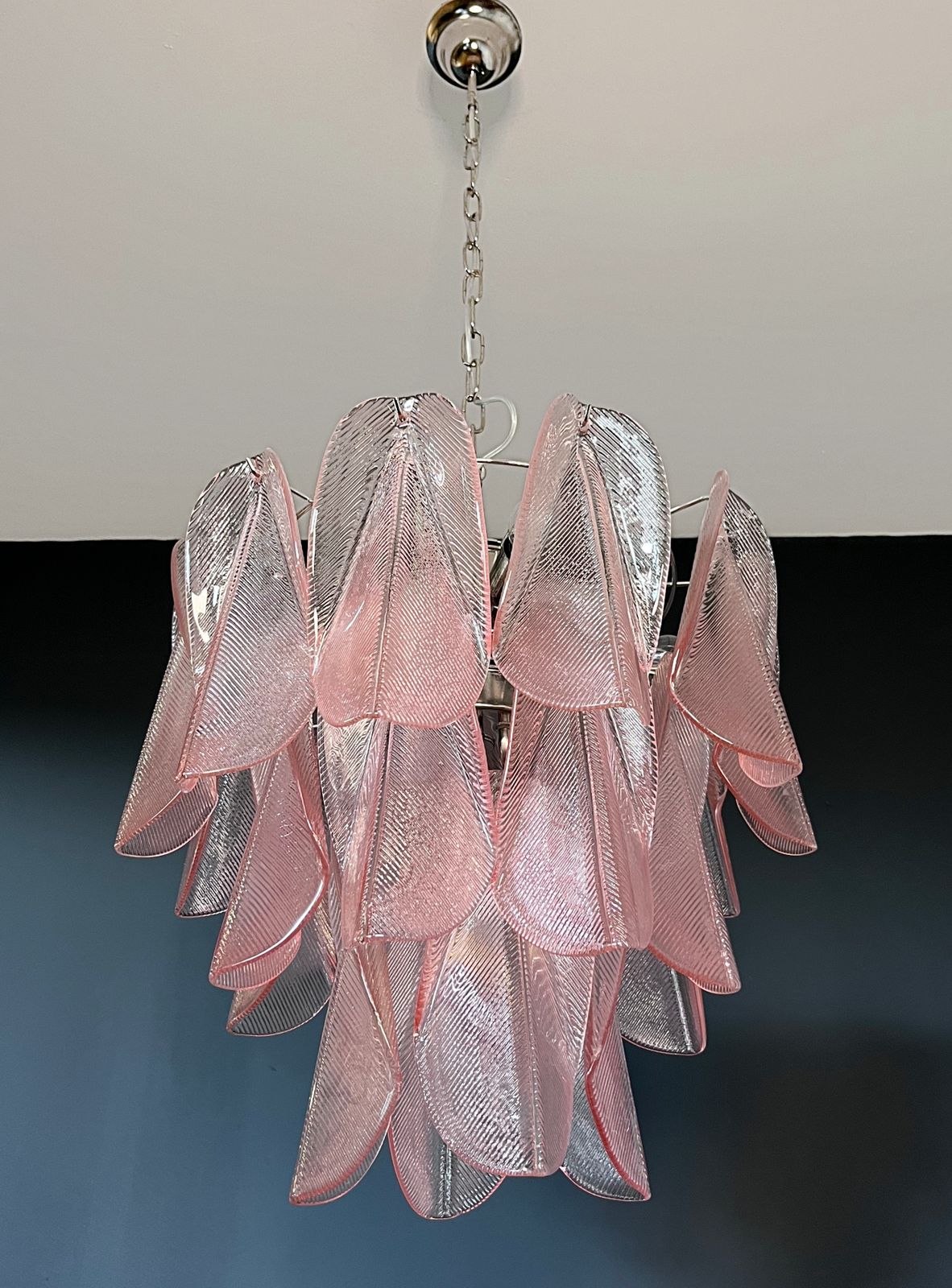 Italian Vintage Murano Chandelier   Mazzega   23 "Rondini" Pink Glass photo 650.0