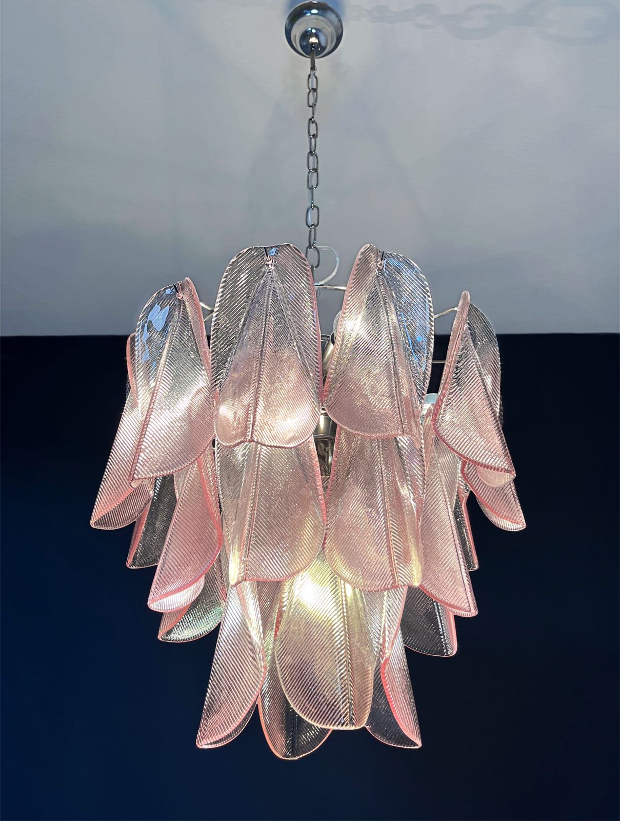 Lighting Italian Vintage Murano Chandelier   Mazzega   23 "Rondini" Pink Glass photo