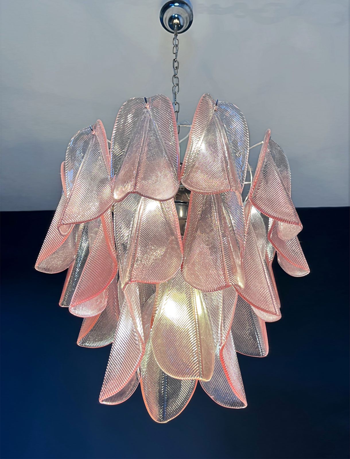 650.0 Italian Vintage Murano Chandelier   Mazzega   23 "Rondini" Pink Glass photo