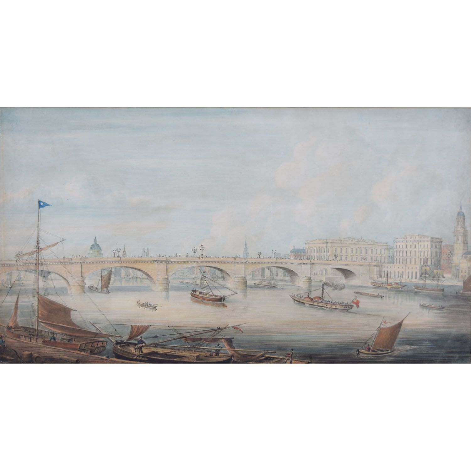 Gideon Yates 1831 View On The Thames: London Bridge From The East Showing Fishmonger’s Hall