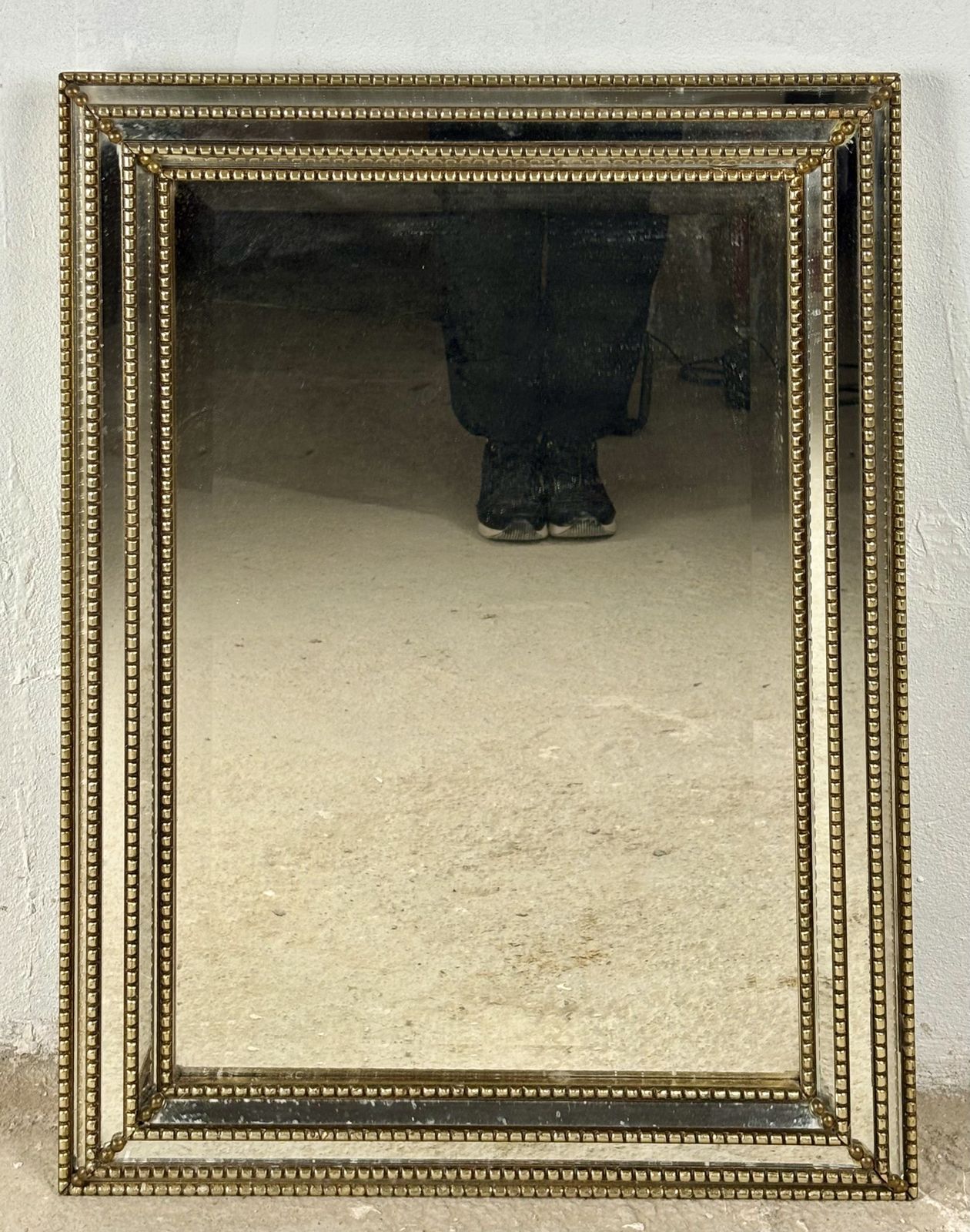 photo for sale Wandspiegel Met Messing Frame En Geslepen Glas, Midden 20e Eeuw