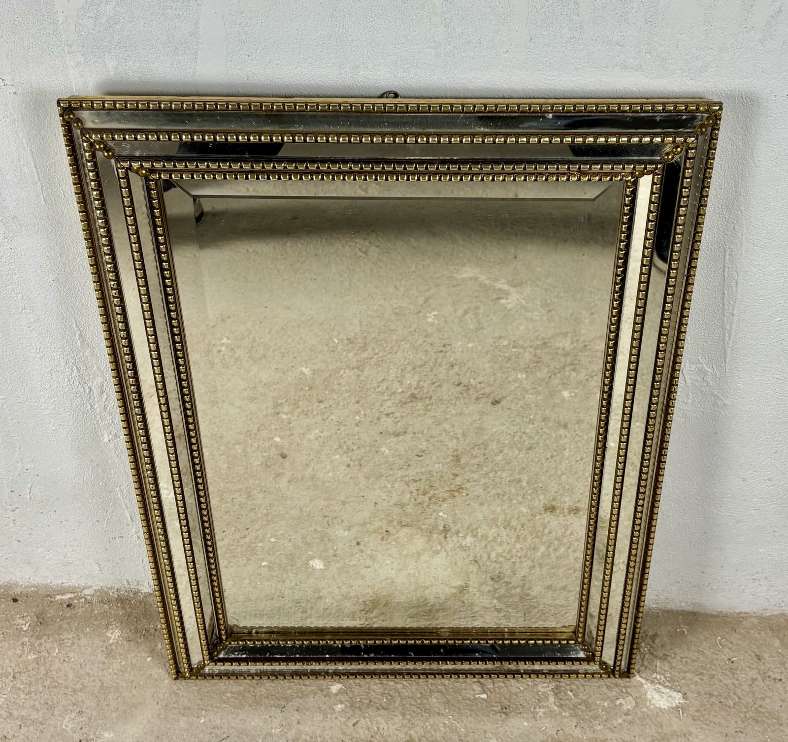 1340.0 Wandspiegel Met Messing Frame En Geslepen Glas, Midden 20e Eeuw photo
