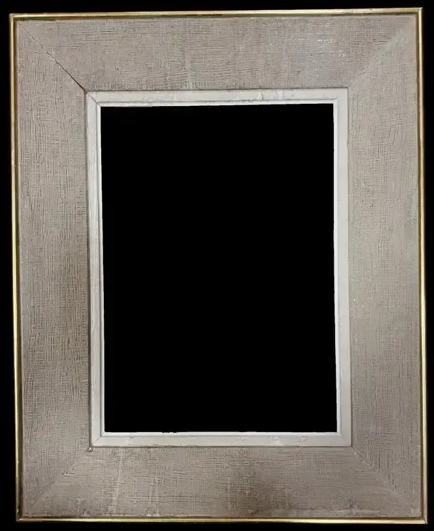 Mid 20th Century French Textured Grey Painted Shabby Chic Picture Frame