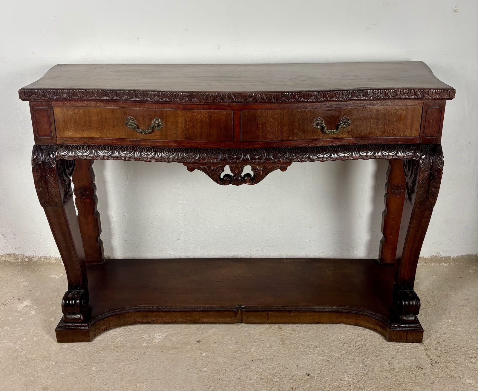 Mesa Consola 2 Cajones Color Caoba photo furniture