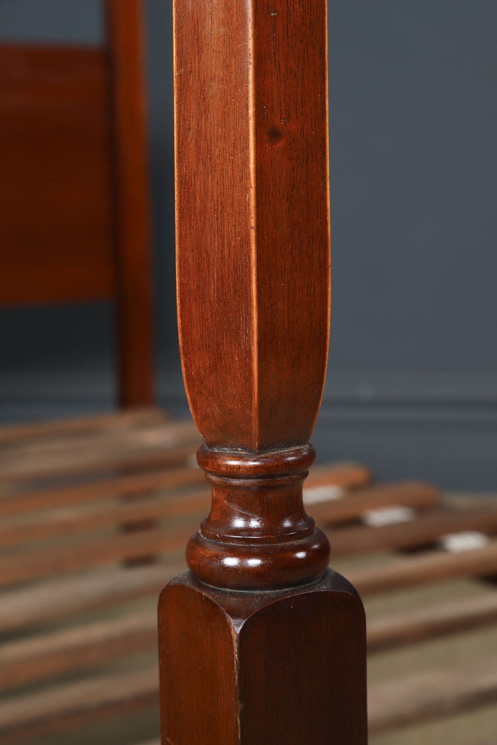 Furniture English Edwardian Mahogany 3ft 6” Single Four Post Bed By Heals Of London (Circa 1910) photo