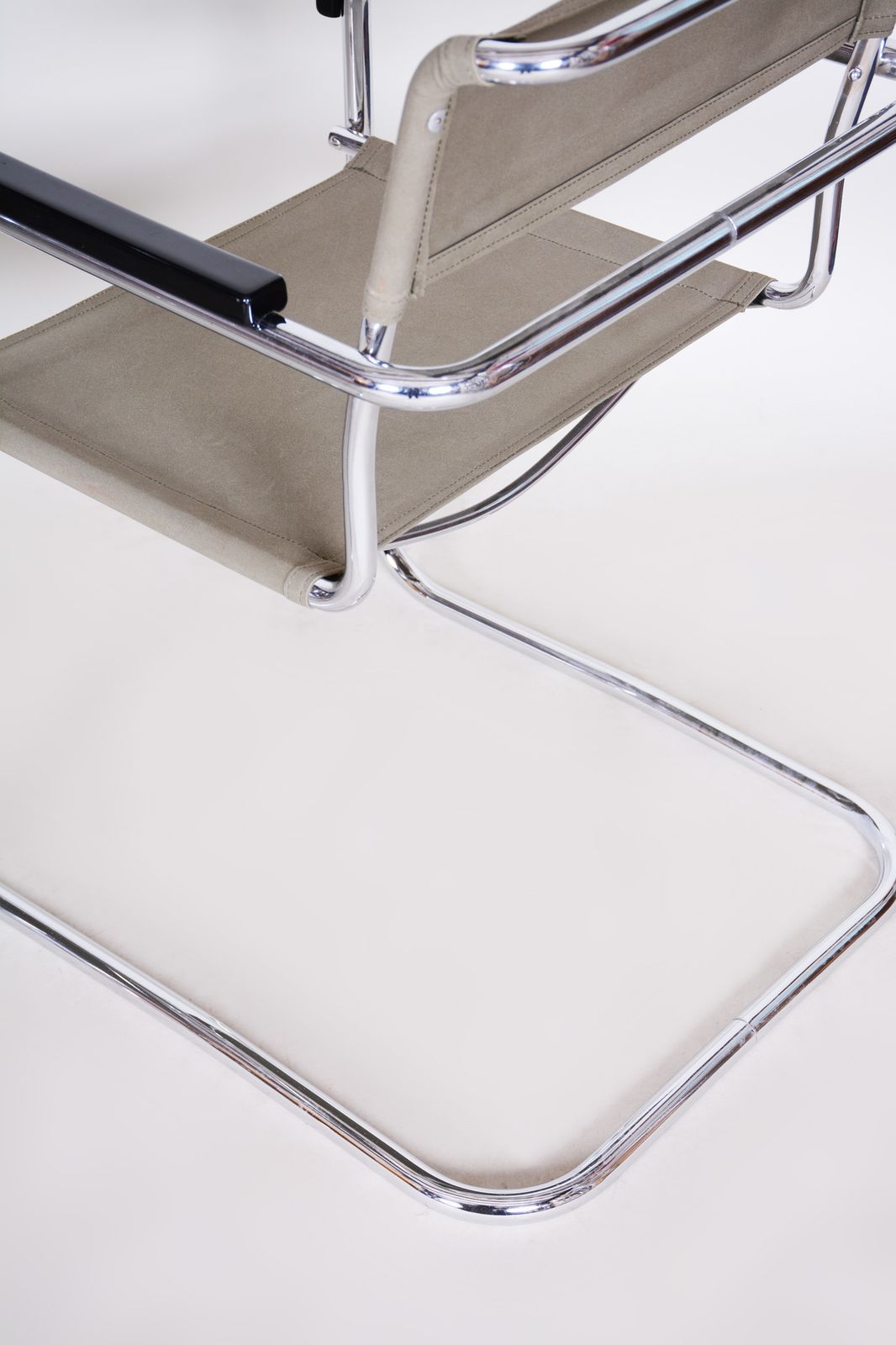 photo for sale Pair Of Czech Bauhaus Armchairs, Marcel Breuer And Thonet, Chrome, Fabric, 1930s