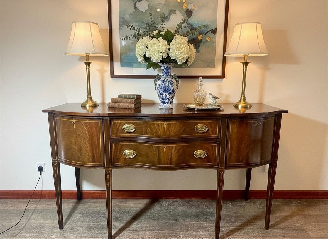 Stunning Vintage Virginia Galleries Serpentine Long Sideboard