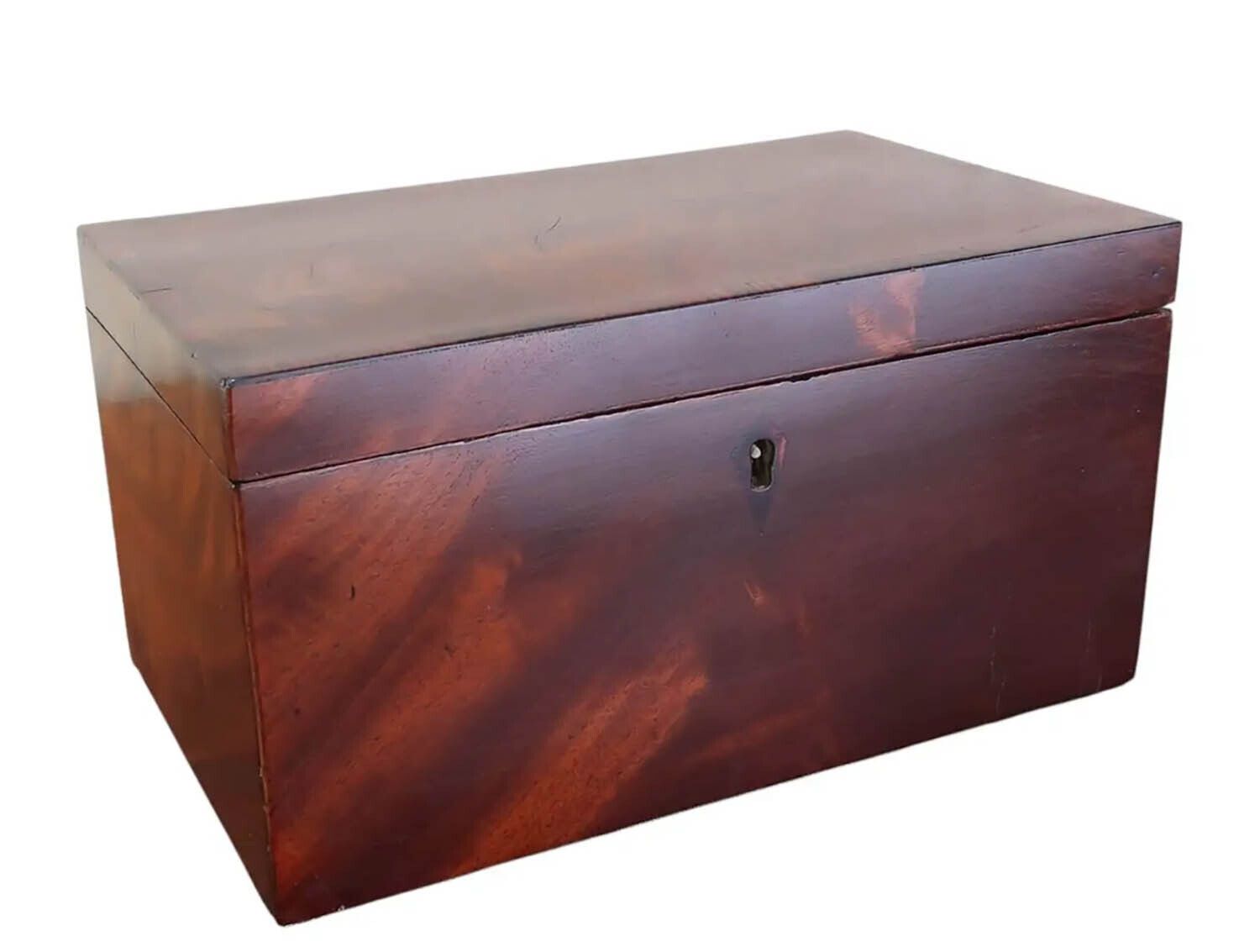 Antique Mahogany Tea Caddy With  Crossbanding. English C.1800