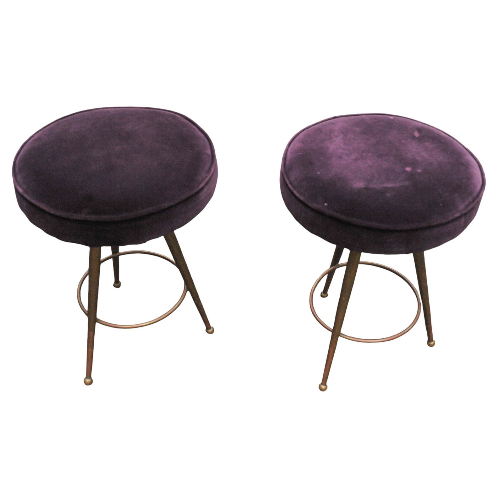 Gio Ponti Inspired Curved Ottoman With A Matching Pair Of Stools photo vinterior