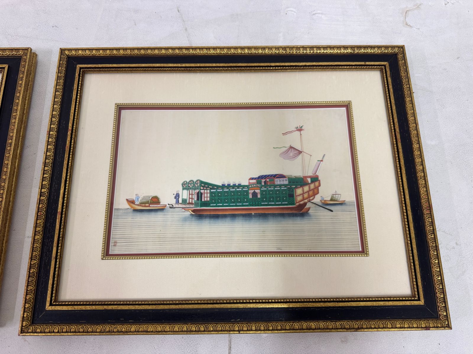 photo vinterior Set Of Six Chinese Rice Paper Paintings Of Boats