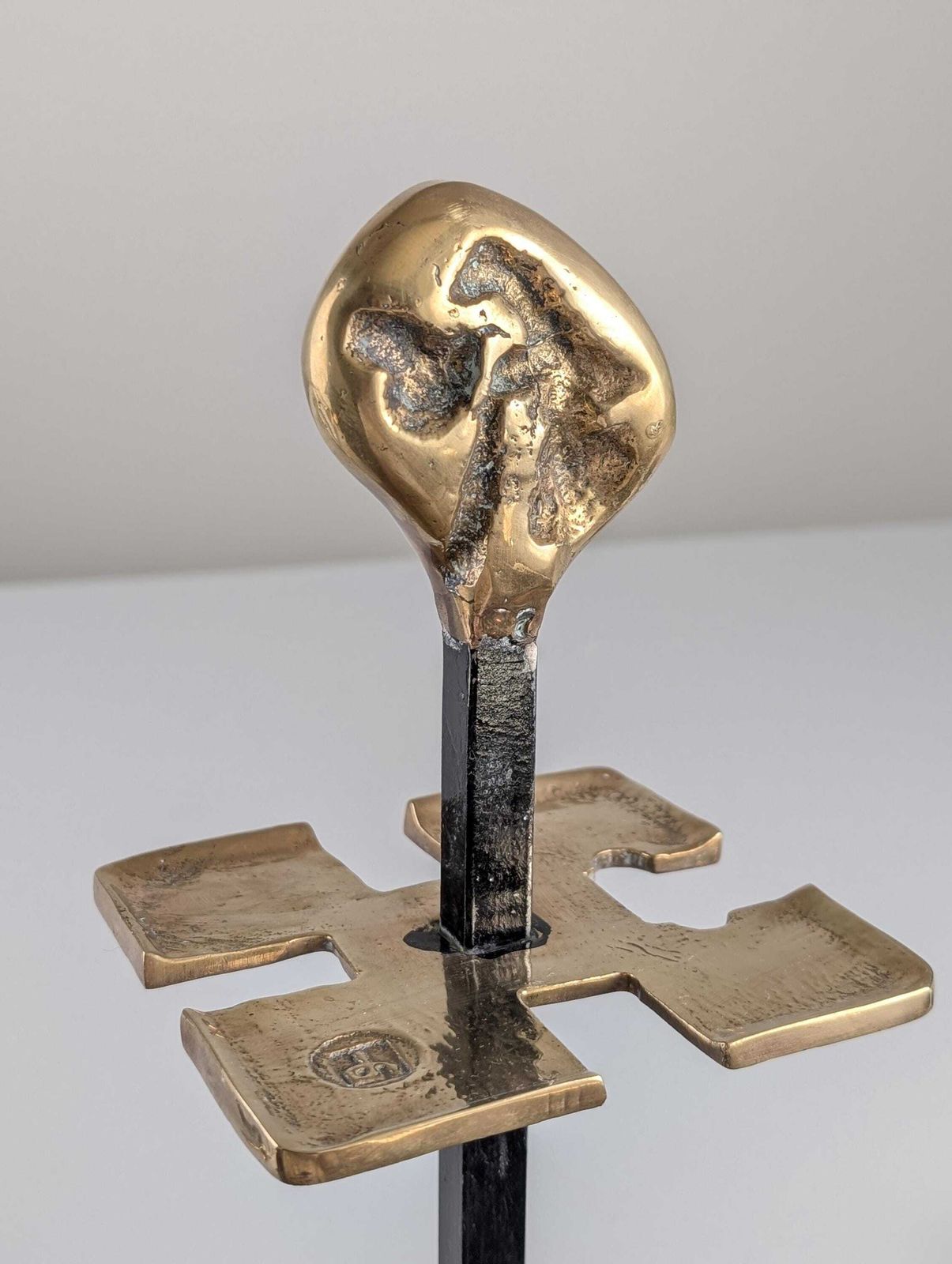 photo furniture David Marshall Brutalist Brass And Iron Fireplace Tool Set, 1970s
