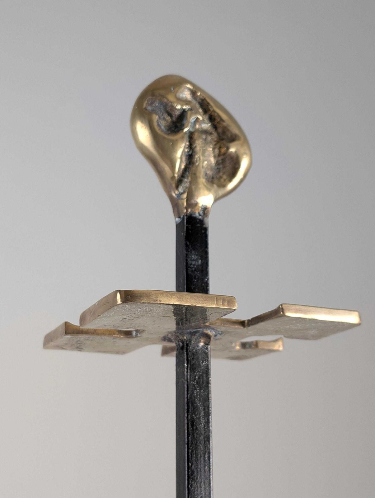 photo for sale David Marshall Brutalist Brass And Iron Fireplace Tool Set, 1970s