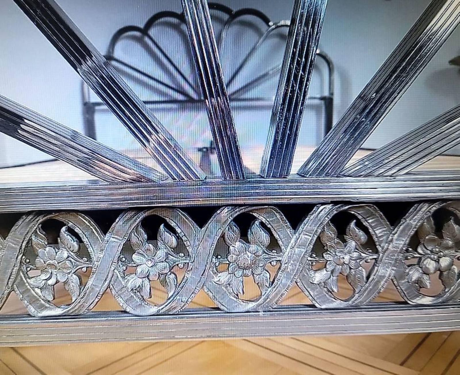 Exquisite Art Deco Bed In Peacock Tail Shape With Headboard And Footboard photo for sale