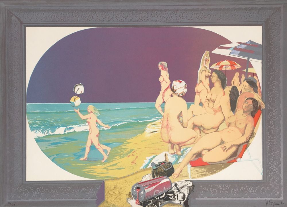 Herman Braun Vega, lithographie signée Le Bain Turc d'après Ingres II, 1973