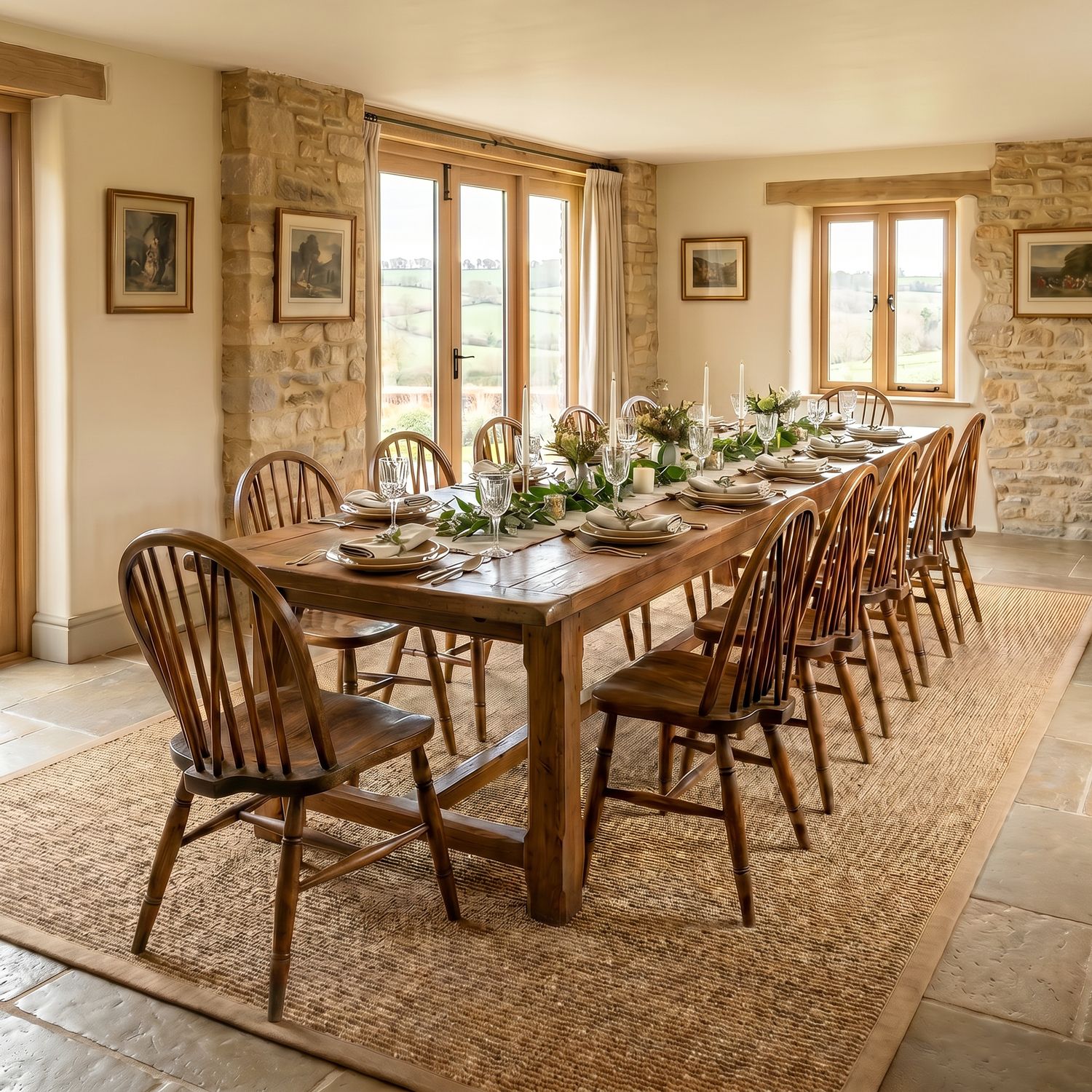 Set Of Twelve Ash & Elm Windsor Hoop & Stick Back Kitchen Chairs (Circa 1910)