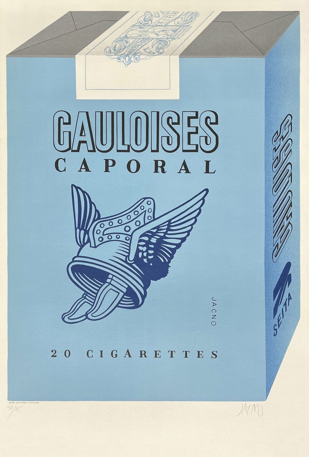 Lithographie signée Marcel Jacno, Gauloises Caporal, 1982