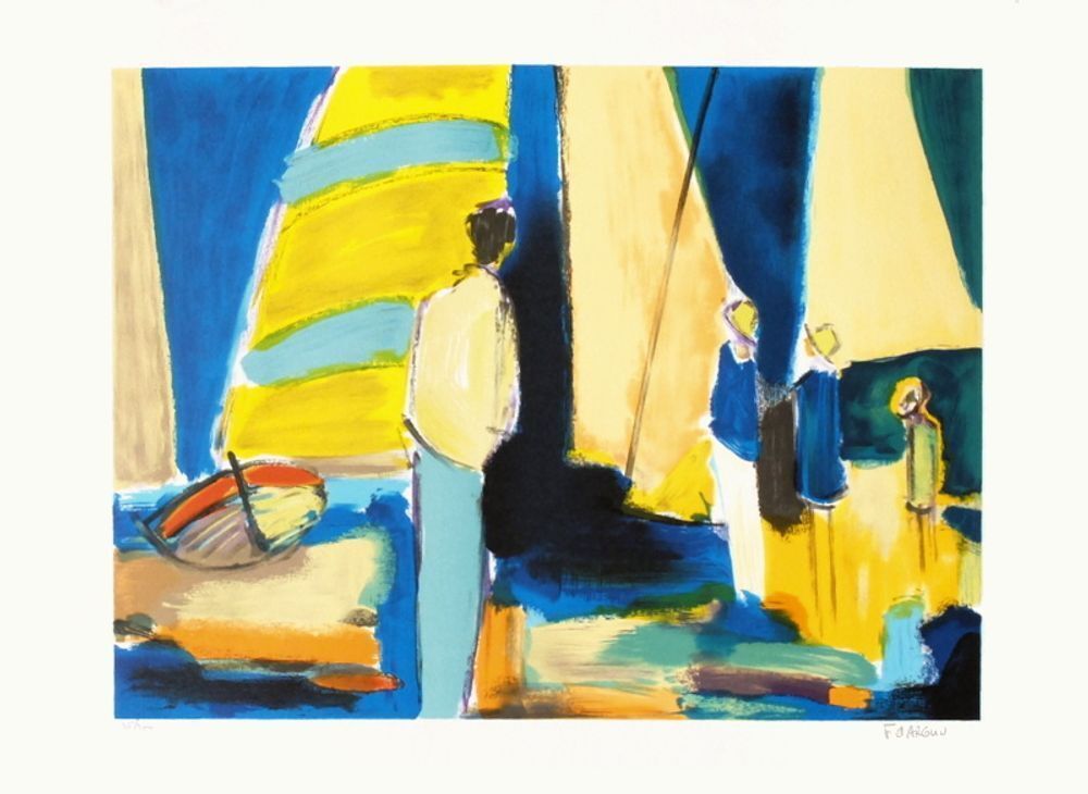 Lithographie signée François D'Arguin, Bord de mer, 1994