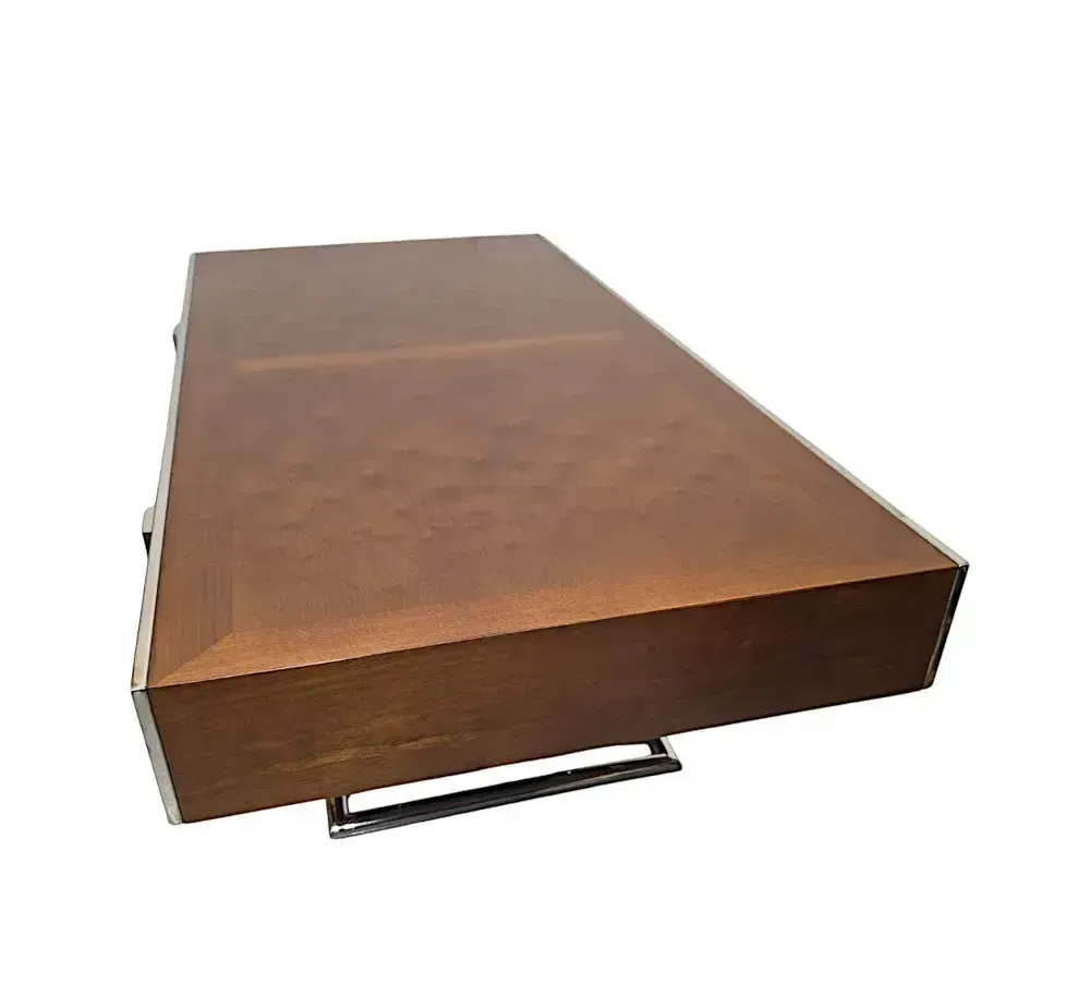Mid-Century Design Salontafel van Chroom en Walnoot met Vier Lades photo for sale