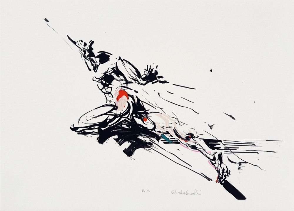 Sérigraphie signée Ahmed Shahabuddin, Elancement I, 1993