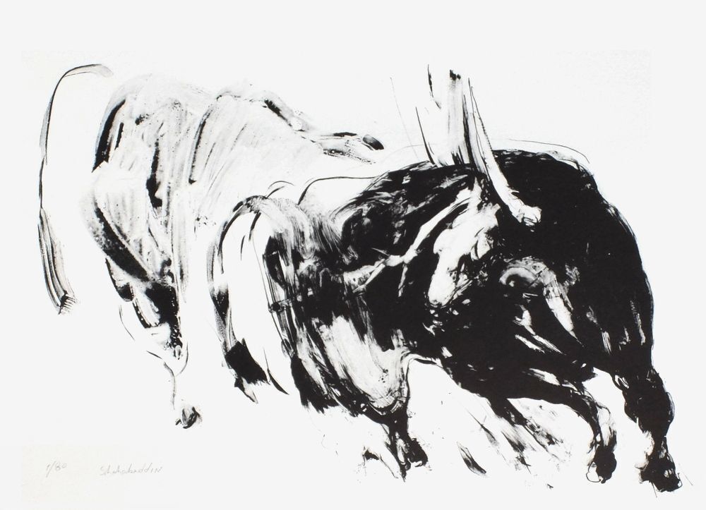 Ahmed Shahabuddin Gesigneerde Lithografie Taureaux 2009