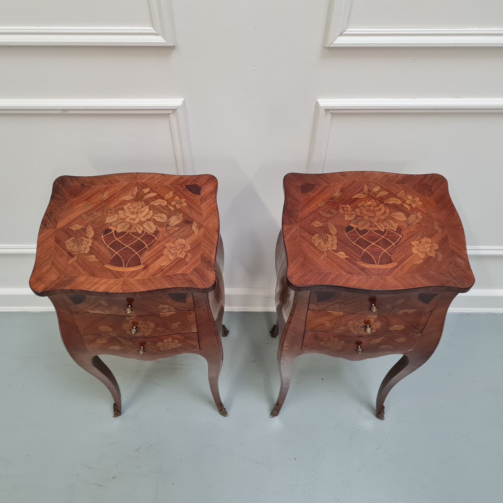 photo for sale Quality French Kingwood Bedside Tables C1930 Free Del Eng/Wales