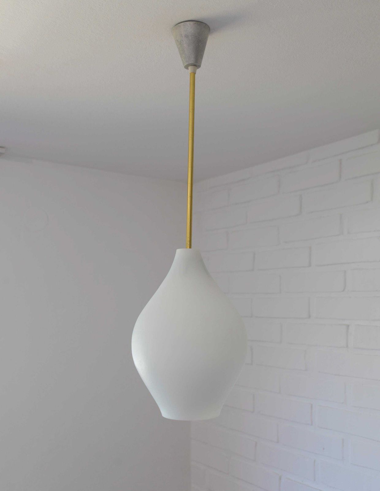 Vintage Milk Glass Pendant Lamp: Mid Century Modern Scandinavian Lighting photo vintage