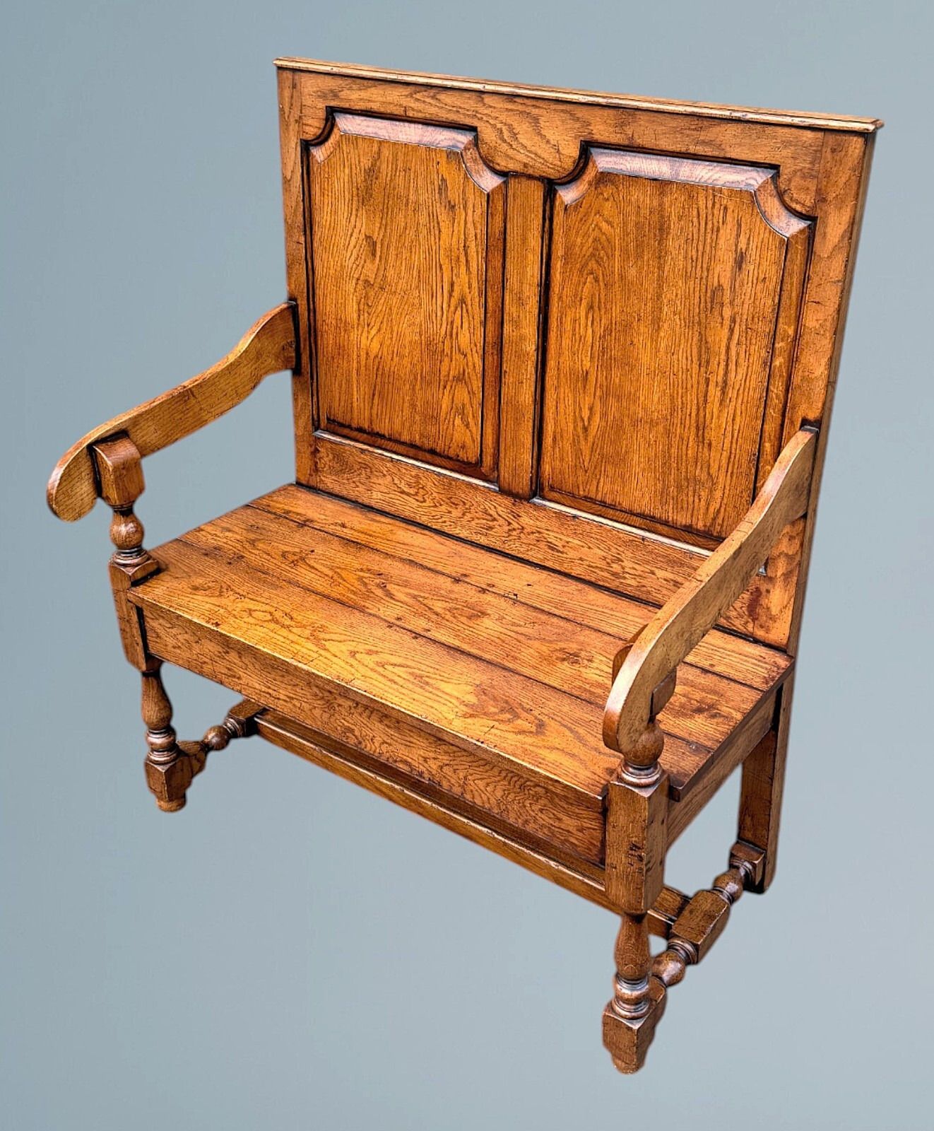 Oak Settle / Oak Hall Seat / Oak Hall Bench photo for sale