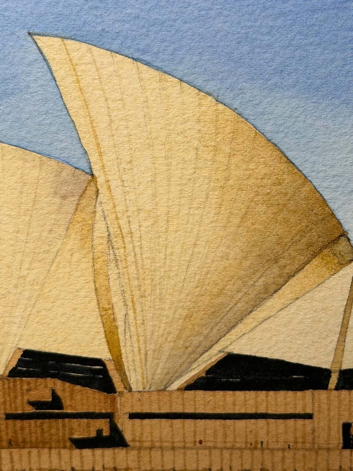 Vintage schilderij van het Sydney Opera House, gesigneerd door G. Douglas Hemingway, gedateerd 1977 photo vinterior