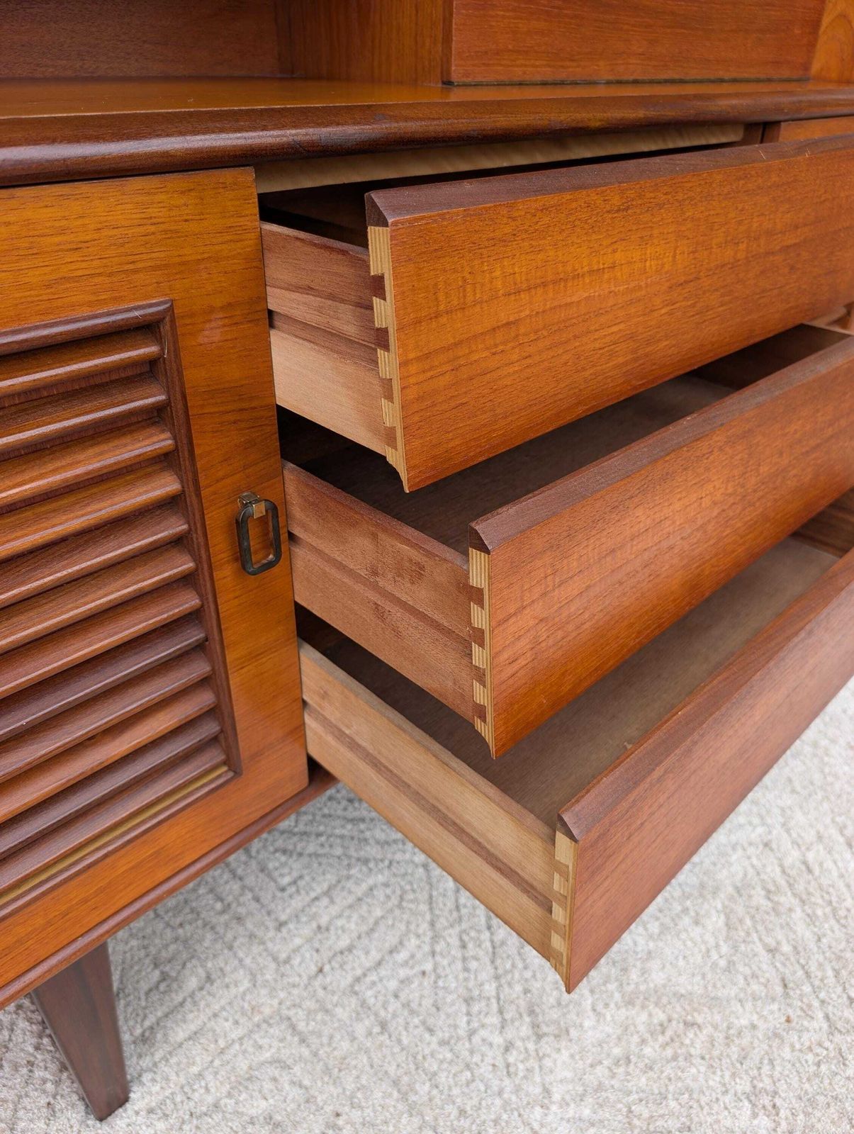 photo for sale Mid Century Retro 1970's Teak Louvred Highboard/Cabinet