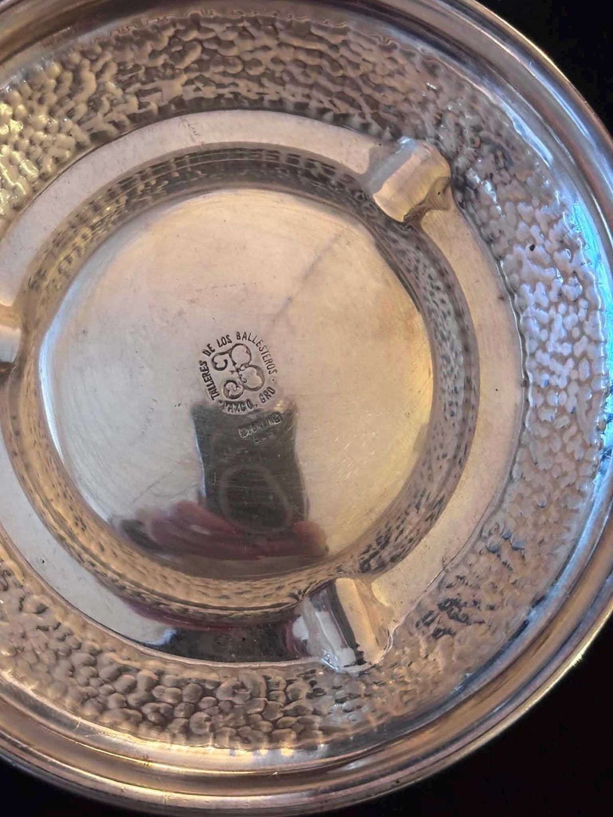 photo furniture Zilveren 925 Ashtray Vintage Los Ballesteros Taxco Sterling Zilver Gehamerd Mexicaans Zilver Ringenschaaltje, Sleutelschaal, Catchall, 90 Gram