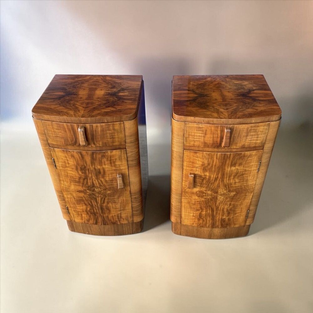 A Pair Of Art Deco Bedside Tables photo vintage