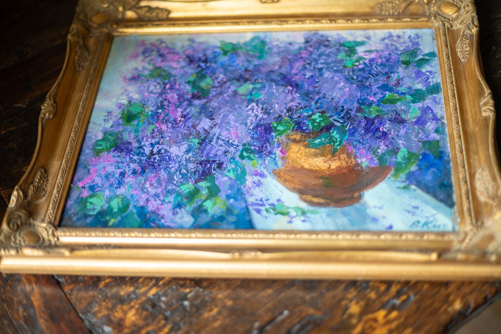 Vintage Original Oil Painting "Lilac" By Vladimir Kisilyov   Framed Floral Still Life photo buy