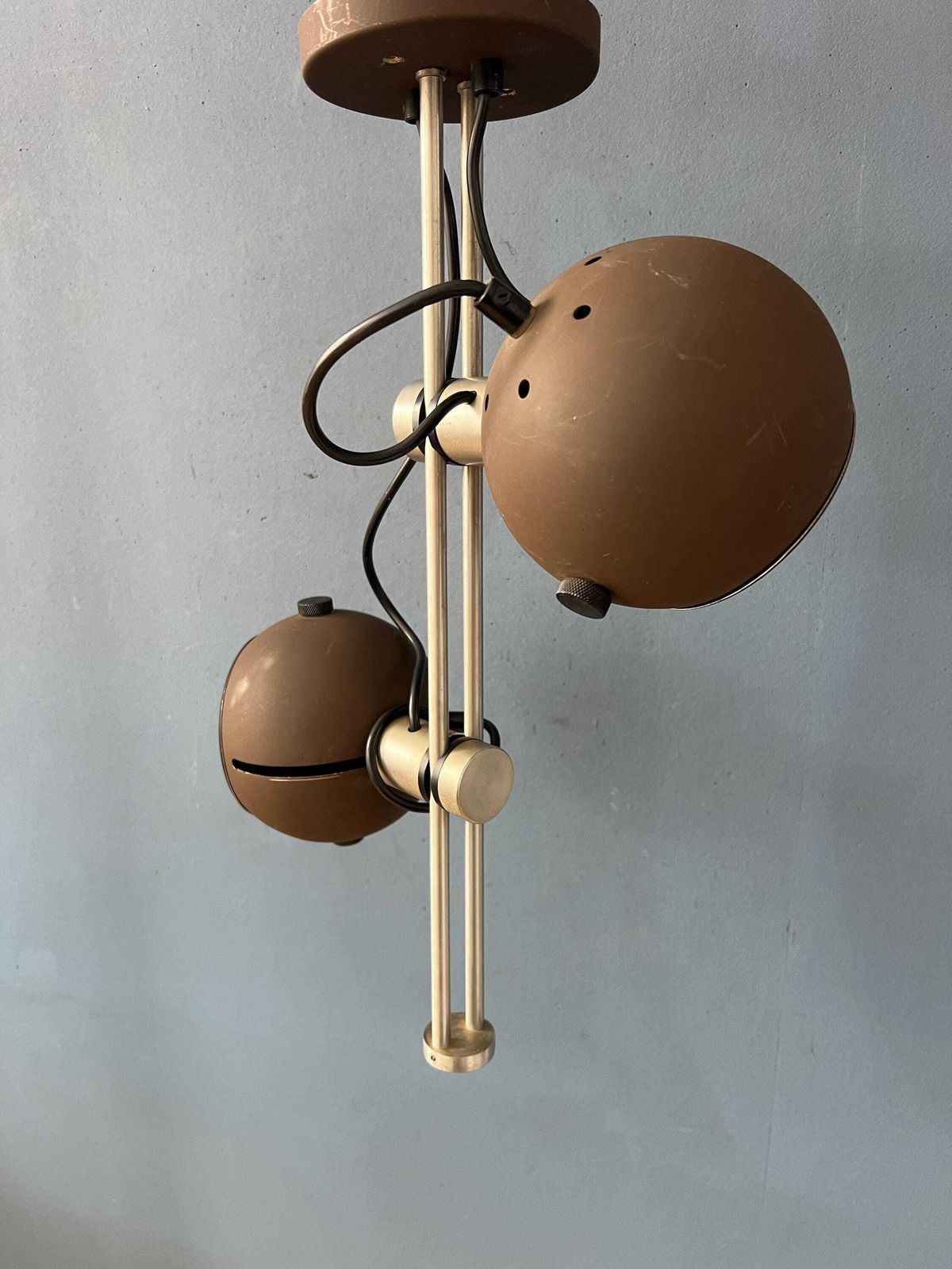 Bruine Plafondlamp | Space Age Armatuur | Vintage Eyeball Lamp photo buy