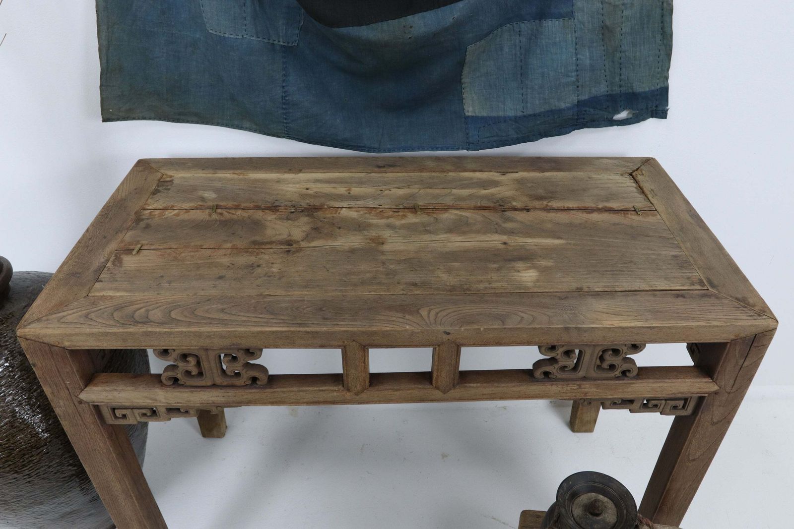 photo for sale Chinese Qing Dynasty Elm Alter Table With Brass Staples