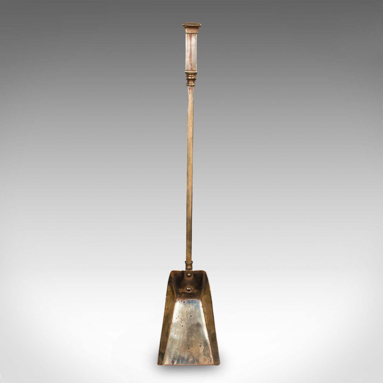 Trio Of Antique Fireside Tools, English, Brass, Poker, Tongs, Shovel, Victorian photo 434.0